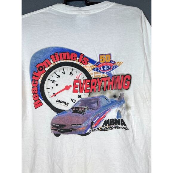 Mbna Motorsports Vtg Mens T Shirt XL NHRA Reaction Time Is Everything 50 Years - Picture 9 of 11